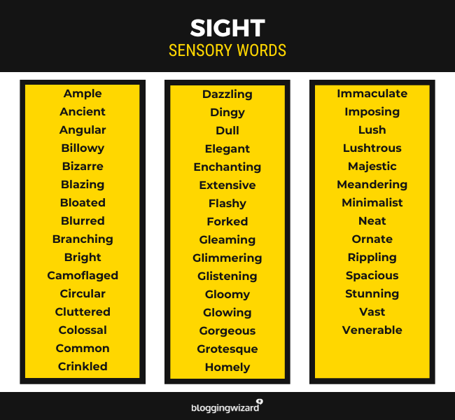01 Sight sensory words