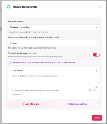 05 content recycling option to recycle