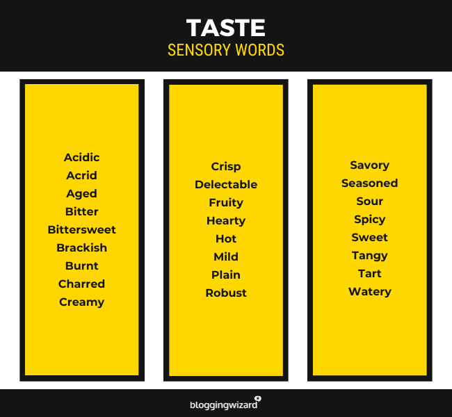 05 Taste sensory words