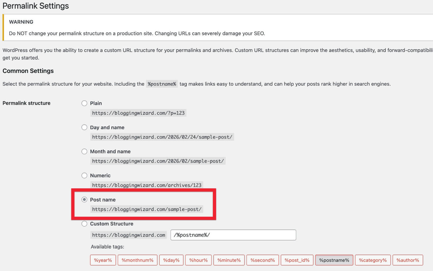 08 recommended permalink structure