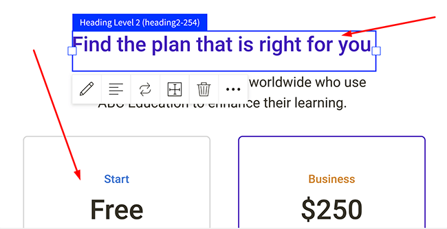 10 Landing page builder - Pricing section