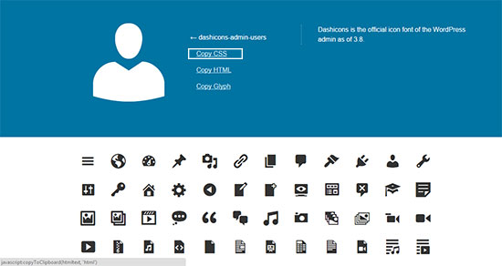 adding dashicons with css