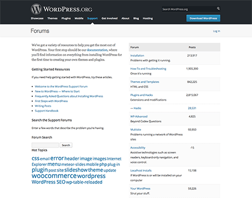 WordPress Support Forums
