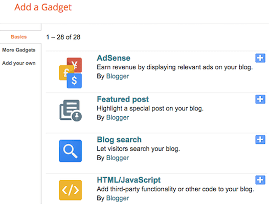 Blogger Add Gadget