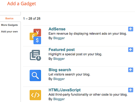 Blogger Ajouter un gadget