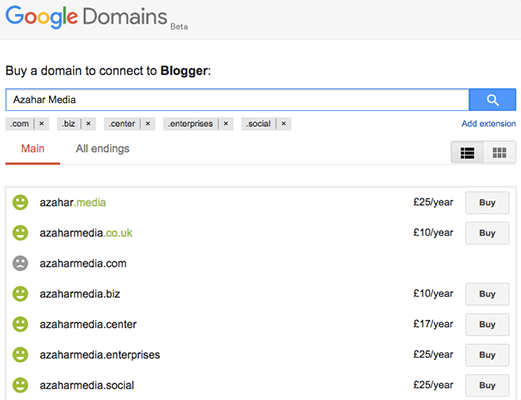 Blogger Azaharmedia Domains