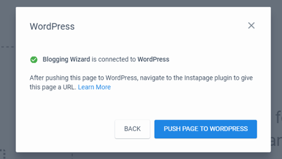 Push Page To WordPress