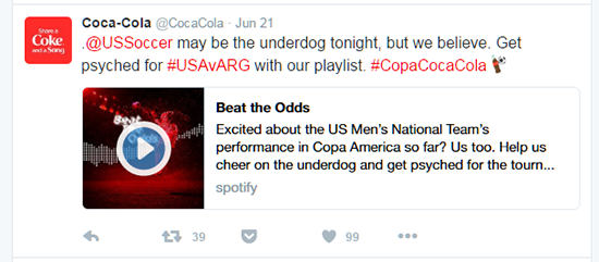 Coca Cola Tweet Example 2