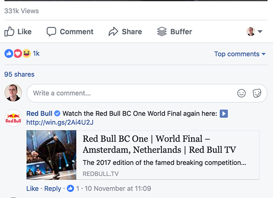 Red Bull Post Example