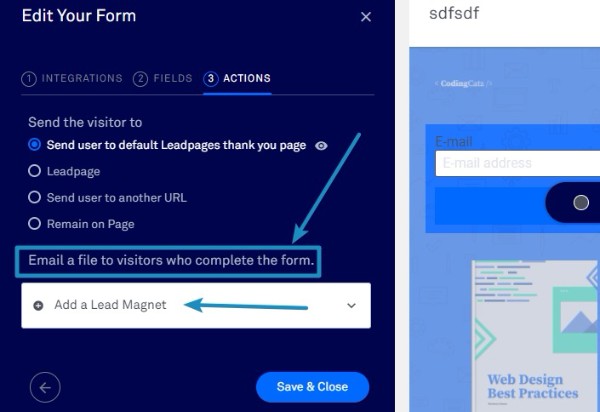 Leadpages Lead Magnet Functionality