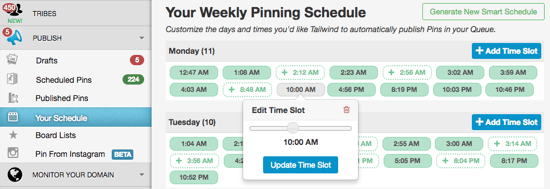 Weekly Pinning Schedule