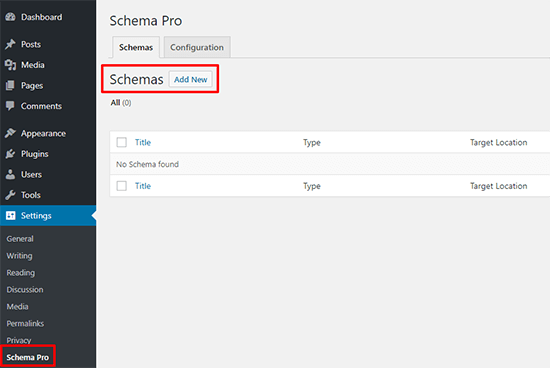 Add New Schema Schema Pro Rich Snippets