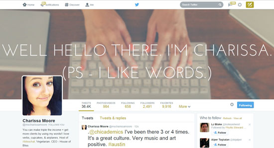 Charissa Moore Twitter Example