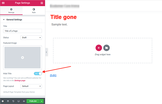 Removing Title With Elementor