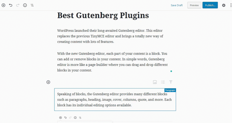 Slash command to add blocks Gutenberg features