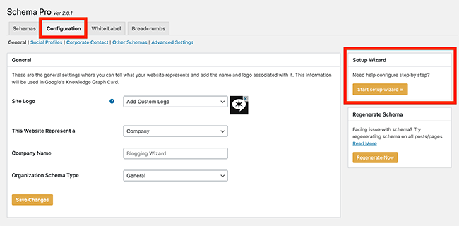 Configuring Schema Pro