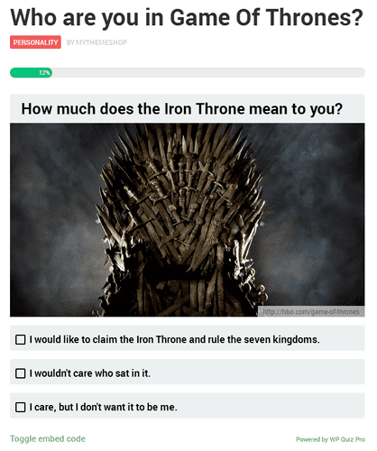 WP Quiz Pro Demo Example