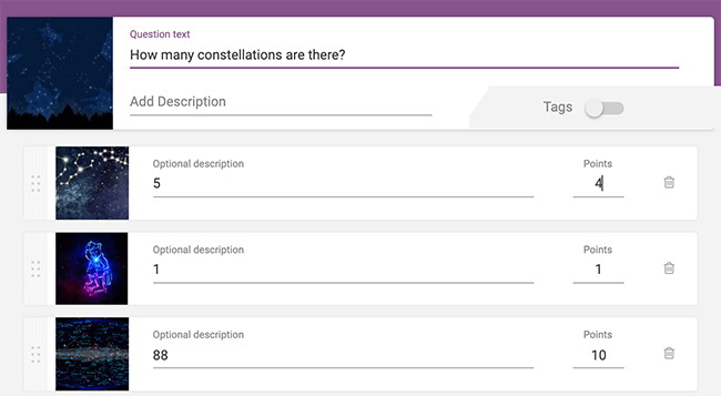 13 Option to insert images with answers