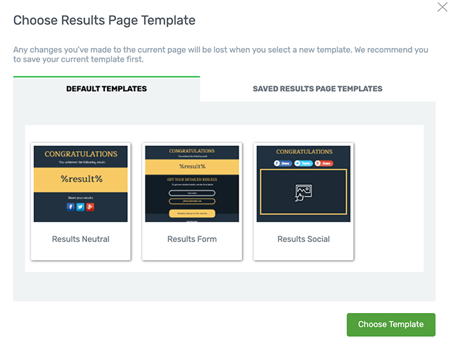 18 Choose a results template page