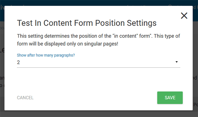 form position settings