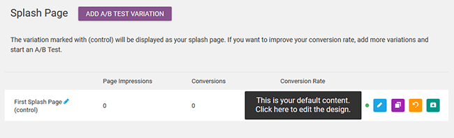 manage splash page