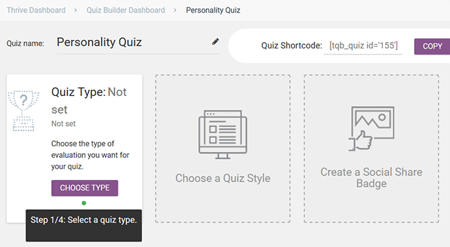 select quiz type