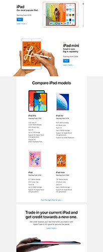 Apple iPad Product Landing Page