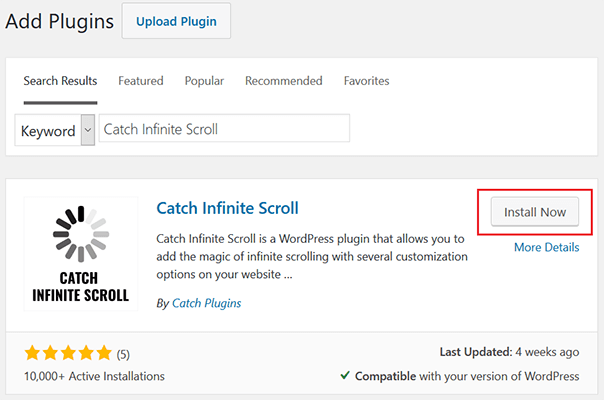 install catch infinite scroll