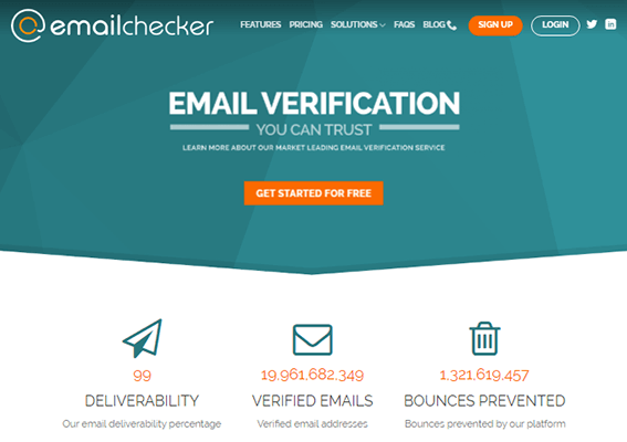 Página inicial do Verificador de Email