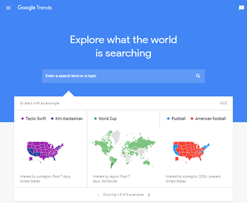 google trends homepage