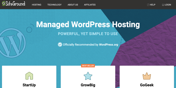 hosting wordpress gestito da siteground