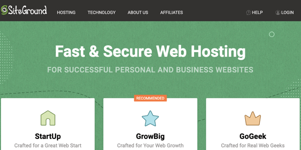 siteground shared hosting