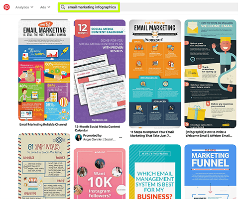 Search Pinterest for infographics