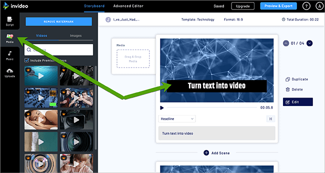 invideo article to text