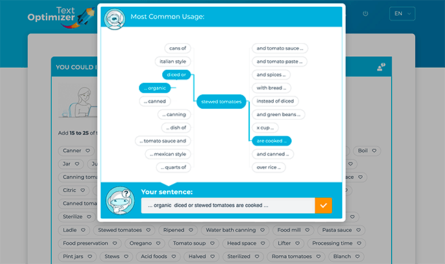 text optimizer sentence builder