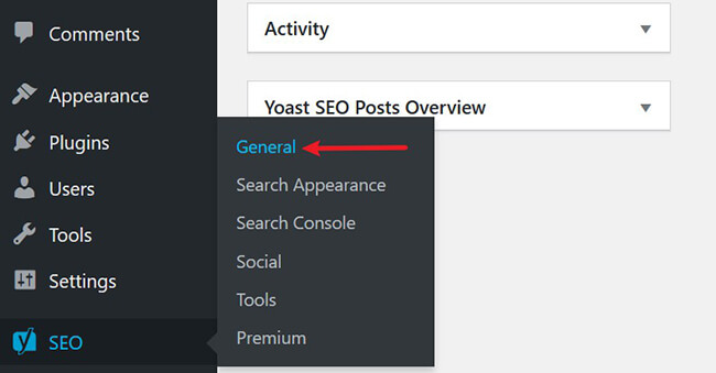 yoast seo general settings