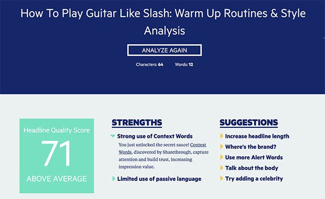 Sharethrough Headline Analyzer After