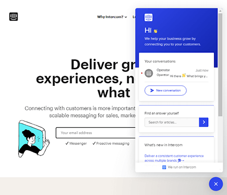 intercom homepage