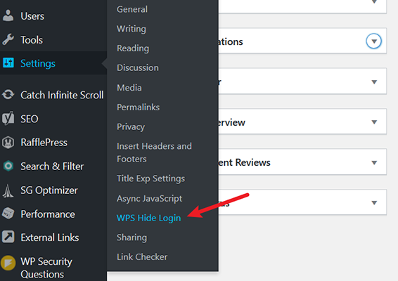 wps hide login menu item