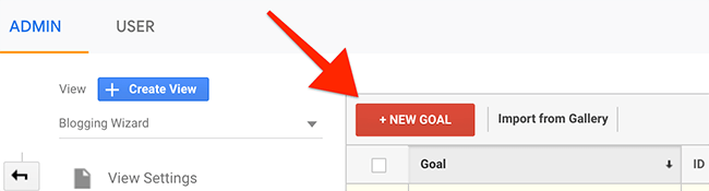 Click The New Goal Button