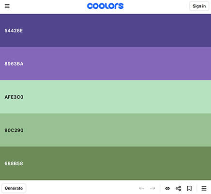 coolors color palette generator