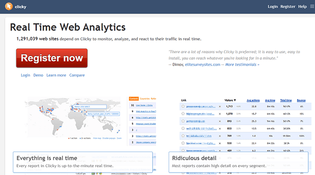 Clicky Analytics Homepage