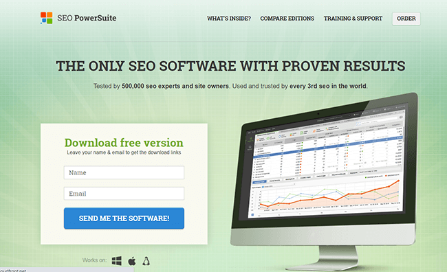 SEO Powersuite Homepage