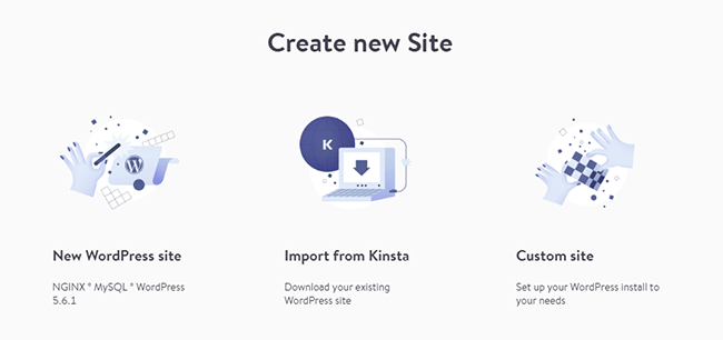 DevKinsta - Create new site