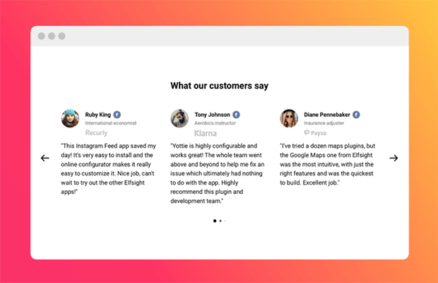 elfsight testimonials slider wordpress plugin