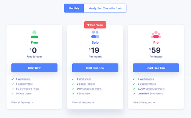 Missinglettr pricing plans