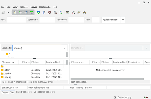 filezilla ftp details