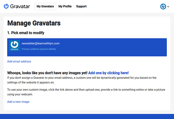 gravatar start page