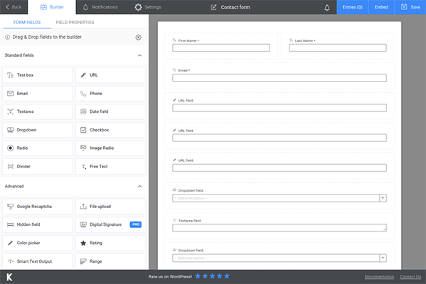 kali forms add form fields