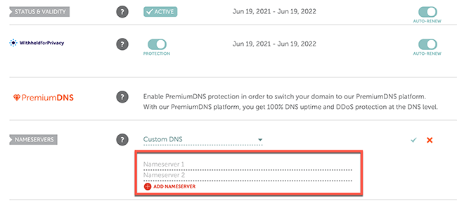 namecheap nameserver fields